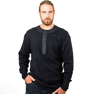 Stanfield's 1315L Wool Henley With Liner Black (NEW)