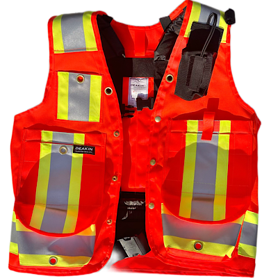 DEAKIN Nylon Cordura Pack Frame 4" Reflective Cruiser Vest (ORANGE)