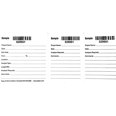 POLY Sample Tags Numbered/Barcode 3-Part / 50 per book