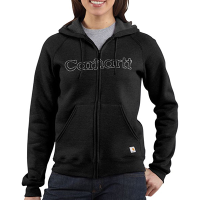 CARHARTT WK012 Woman's Mid wt Zip-Front Logo Hooded Sweatshirt